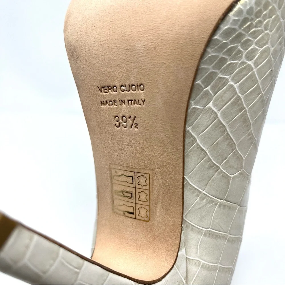 NEW Paris Texas Croc Ankle Boots Booties Heels Western Ivory Cream Gold 39.5 9.5